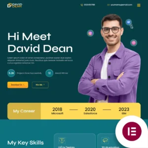 DavidDean – Personal Portfolio & Resume Elementor Template Kit