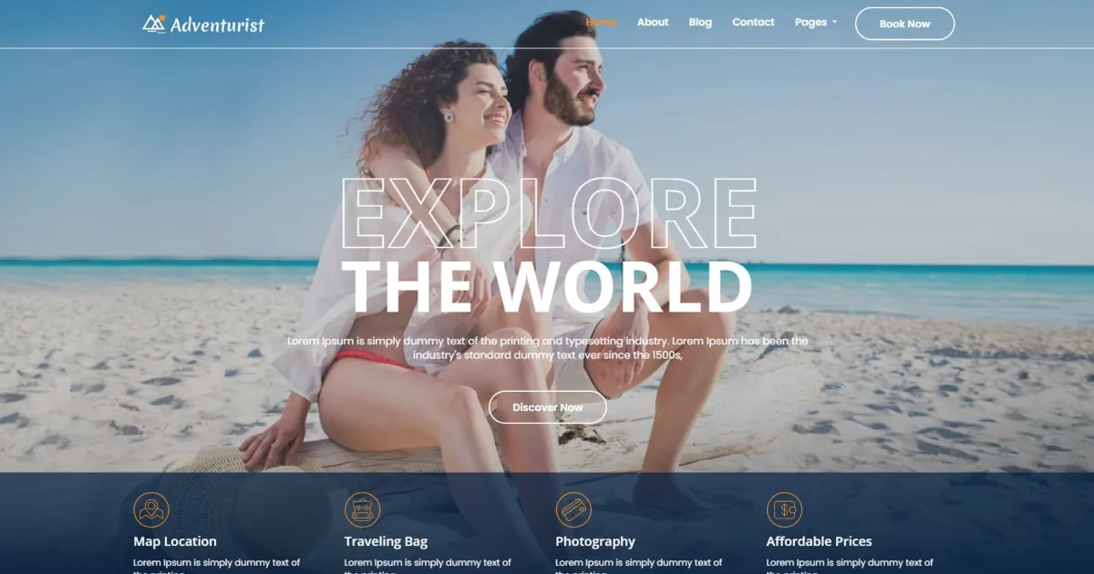 Adventurist: One of the Best Travel Agency Website Templates for ASP.NET, Umbraco & Elementor 1 best travel agency website templates