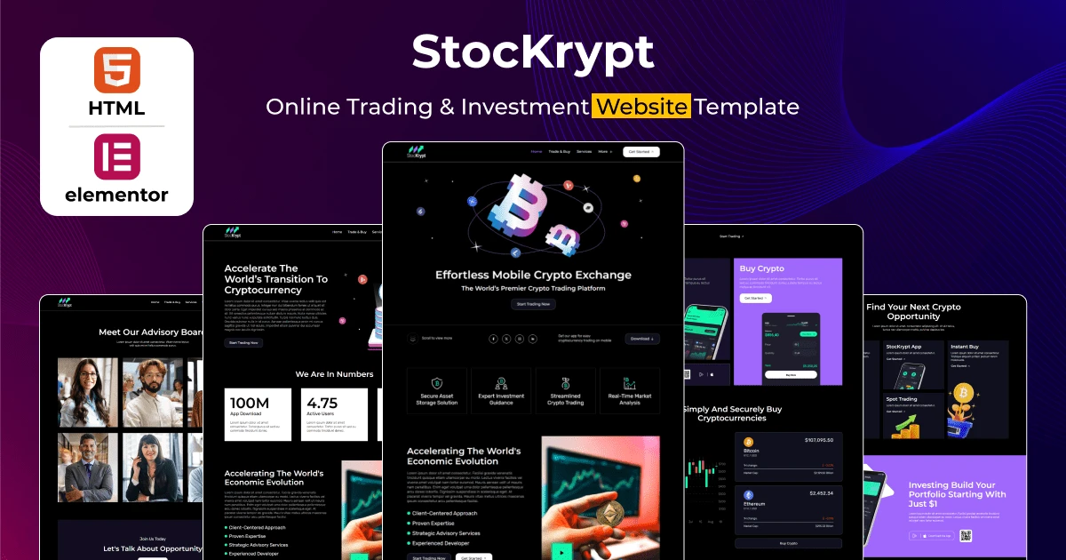 Stockrypt – A Powerful Crypto Trading Website Template That Builds Real Trust 1 Crypto Trading Website Template