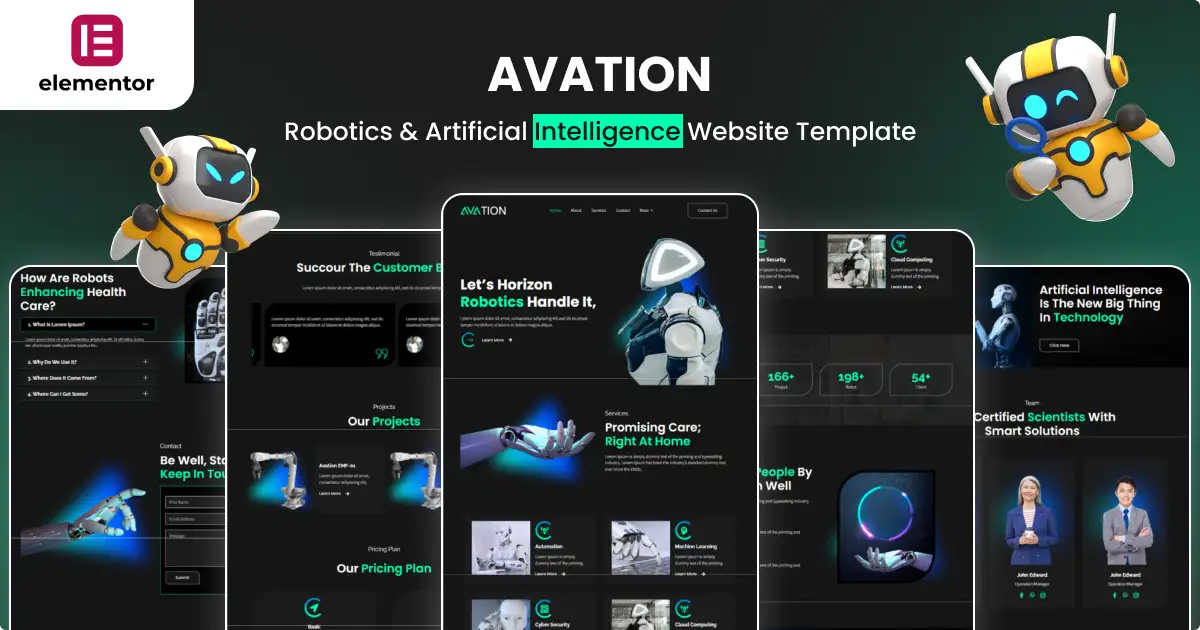 AVATION—One of the Best Artificial Intelligence Website Templates for Tech Teams 1 Artificial Intelligence Website Templates