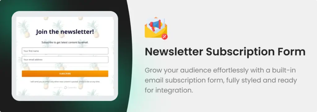 AVATION—One of the Best Artificial Intelligence Website Templates for Tech Teams 9 Newsletter Subscription Form 2 - Artificial intelligence website templates